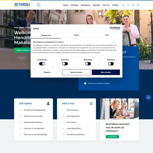 Screenshot van de website van hendriks.nl