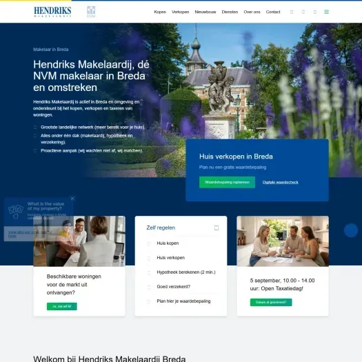 Screenshot van de website van hendriks.nl
