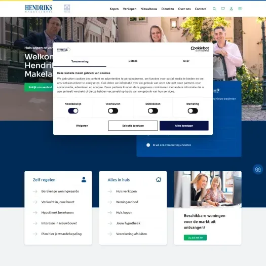 Screenshot of the website of hendriks.nl