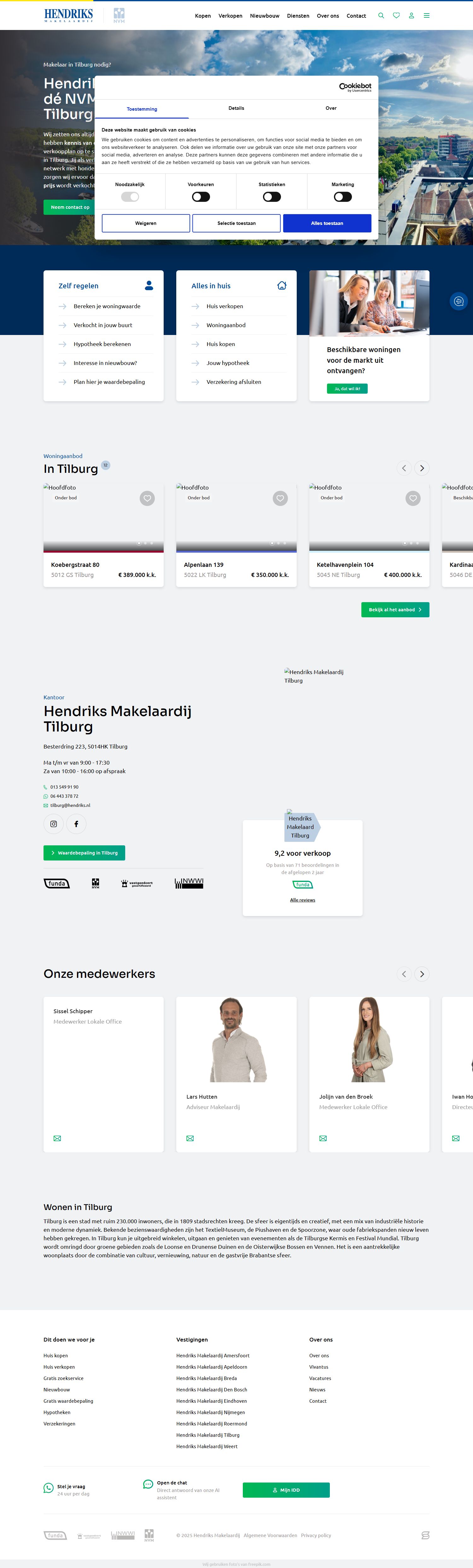 Screenshot der Website von hendriks.nl