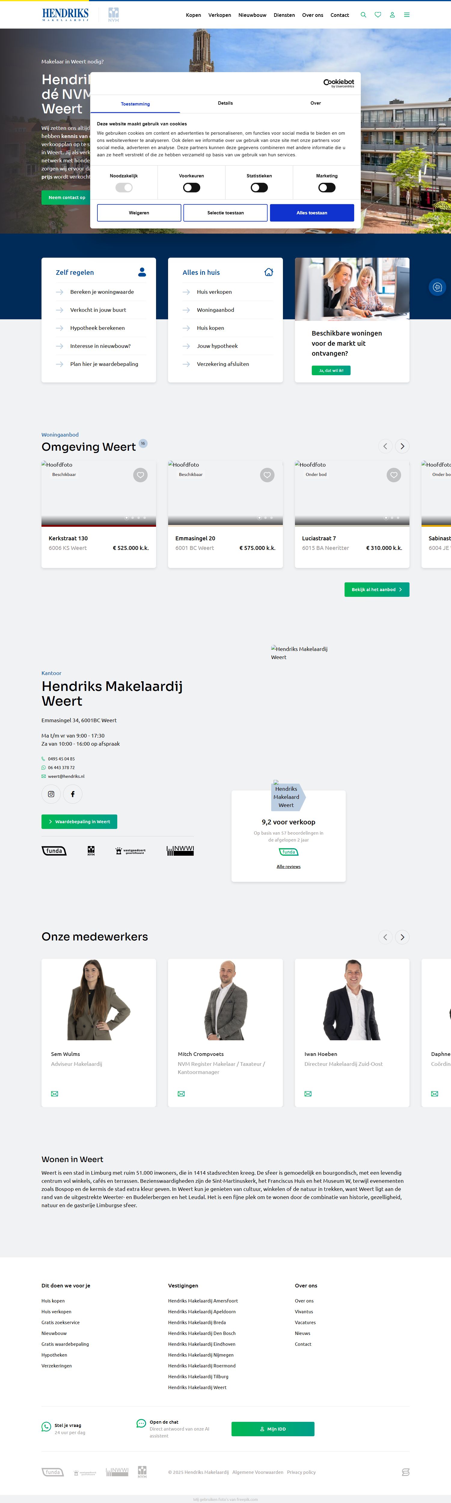 Screenshot of the website of hendriks.nl