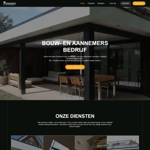 Screenshot van de website van thendriksbouwbedrijf.nl