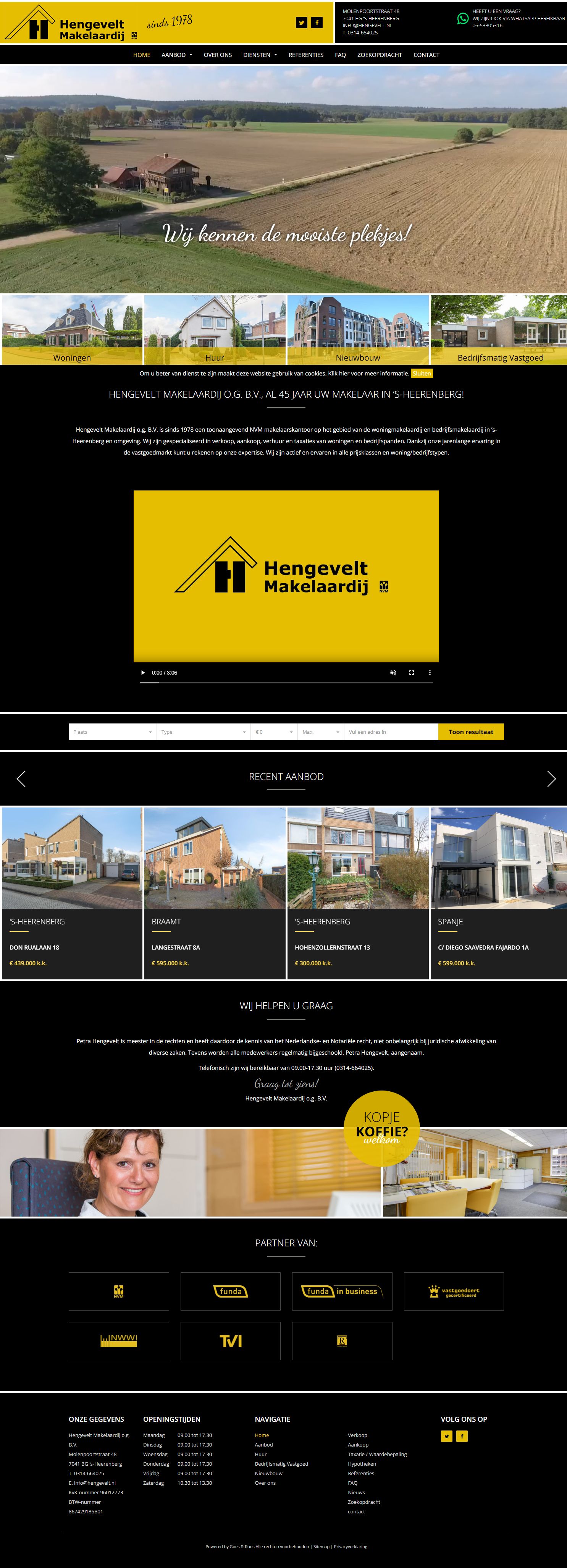 Screenshot of the website of www.hengevelt.nl