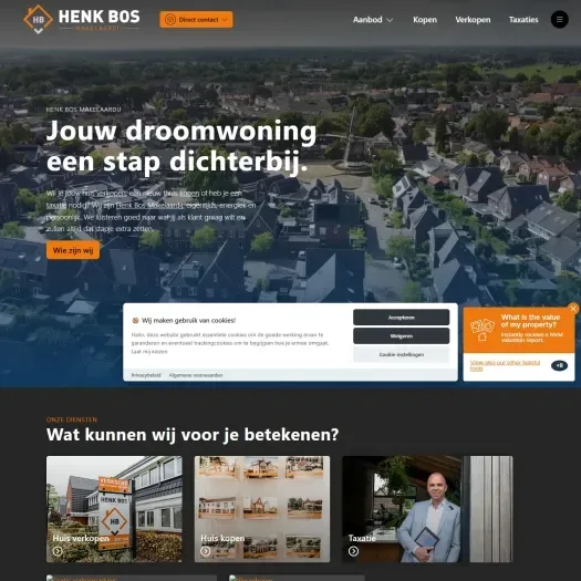 Screenshot van de website van www.henkbosmakelaardij.nl