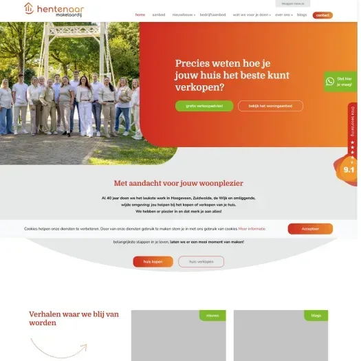 Capture d'écran du site web de www.hentenaarmakelaardij.nl