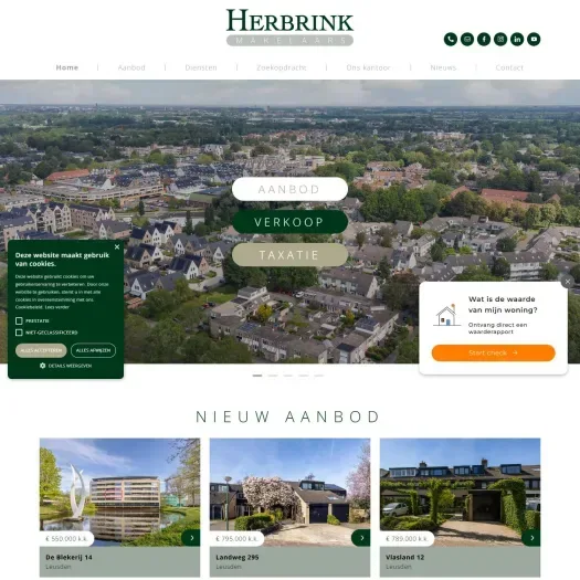 Screenshot van de website van www.herbrink.nl