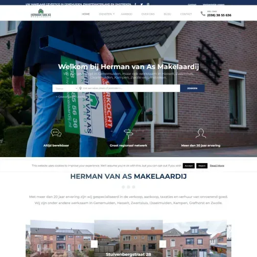 Screenshot of the website of www.hvamakelaardij.nl