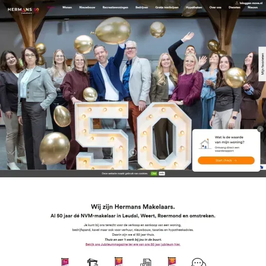 Screenshot of the website of www.hermansmakelaars.nl