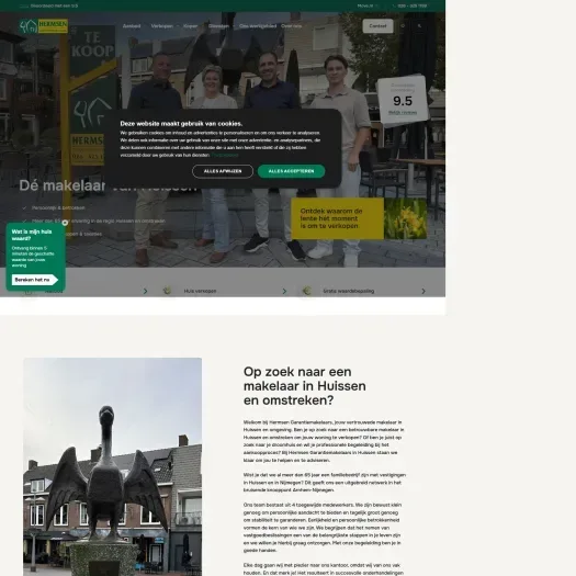 Screenshot van de website van www.hermsenmakelaarshuissen.nl