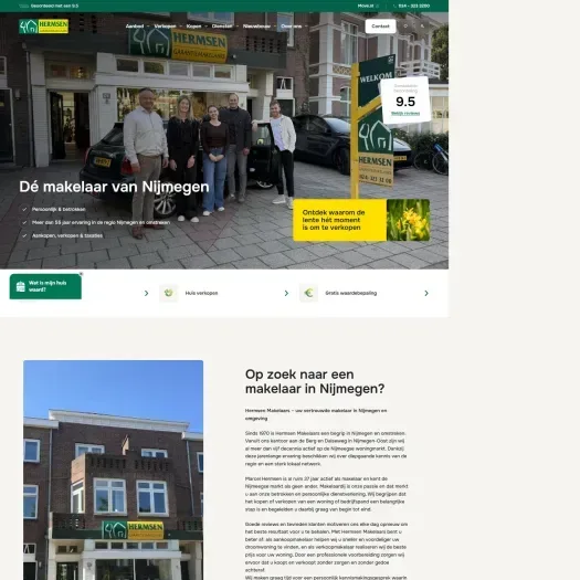 Screenshot van de website van hermsenmakelaarsnijmegen.nl