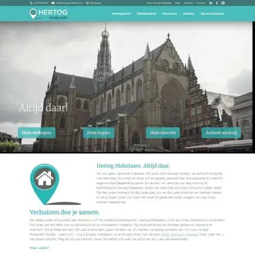 Screenshot van de website van www.hertogmakelaars.nl