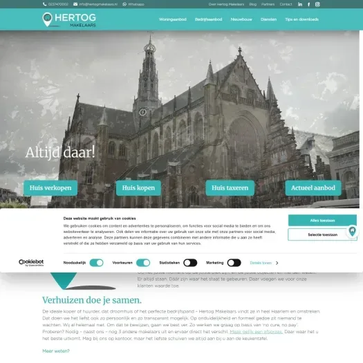 Screenshot of the website of www.hertogmakelaars.nl