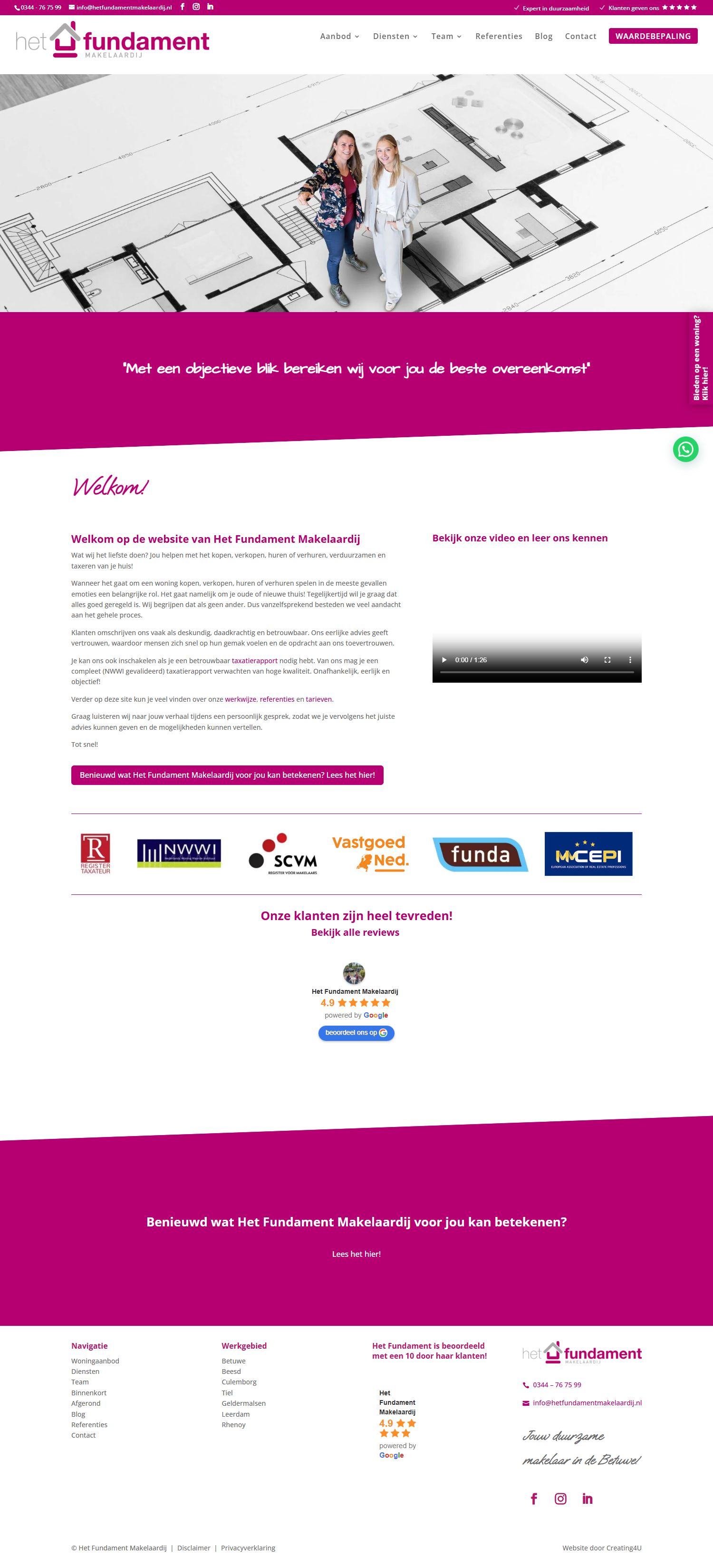 Capture d'écran du site web de www.hetfundamentmakelaardij.nl