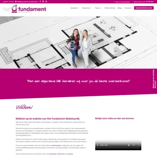 Screenshot van de website van www.hetfundamentmakelaardij.nl