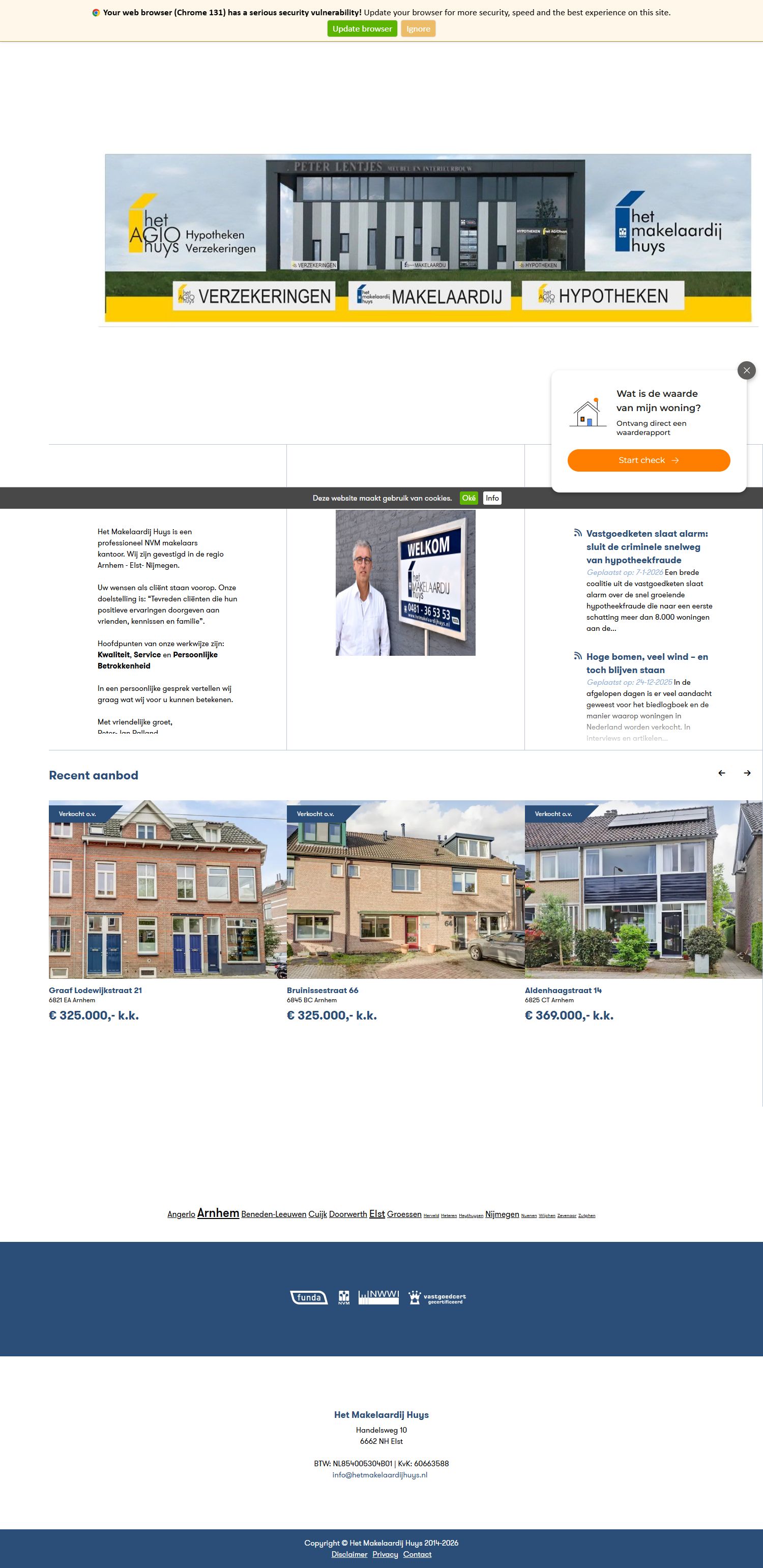 Screenshot of the website of www.hetmakelaardijhuys.nl