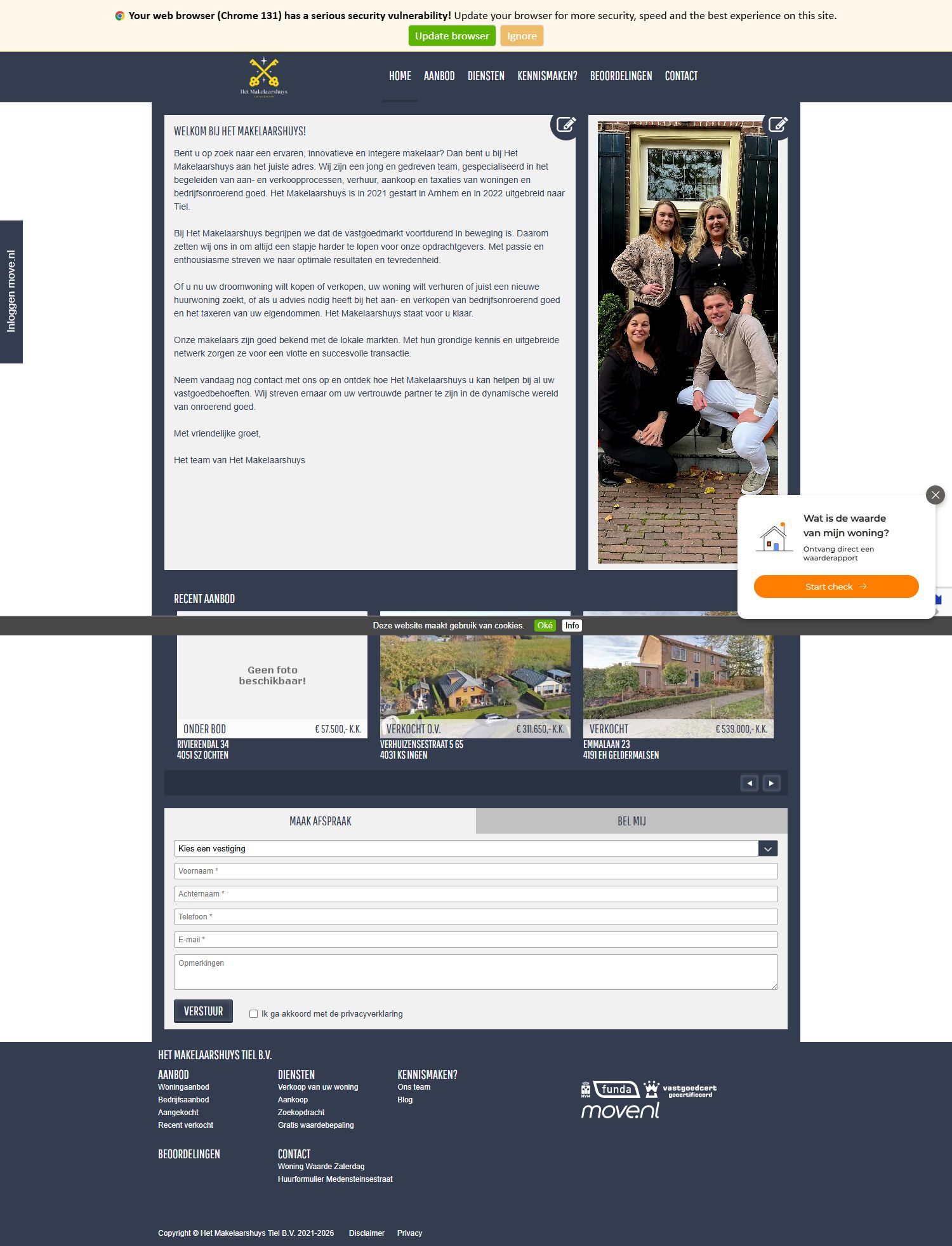 Screenshot of the website of www.hetmakelaarshuys.com