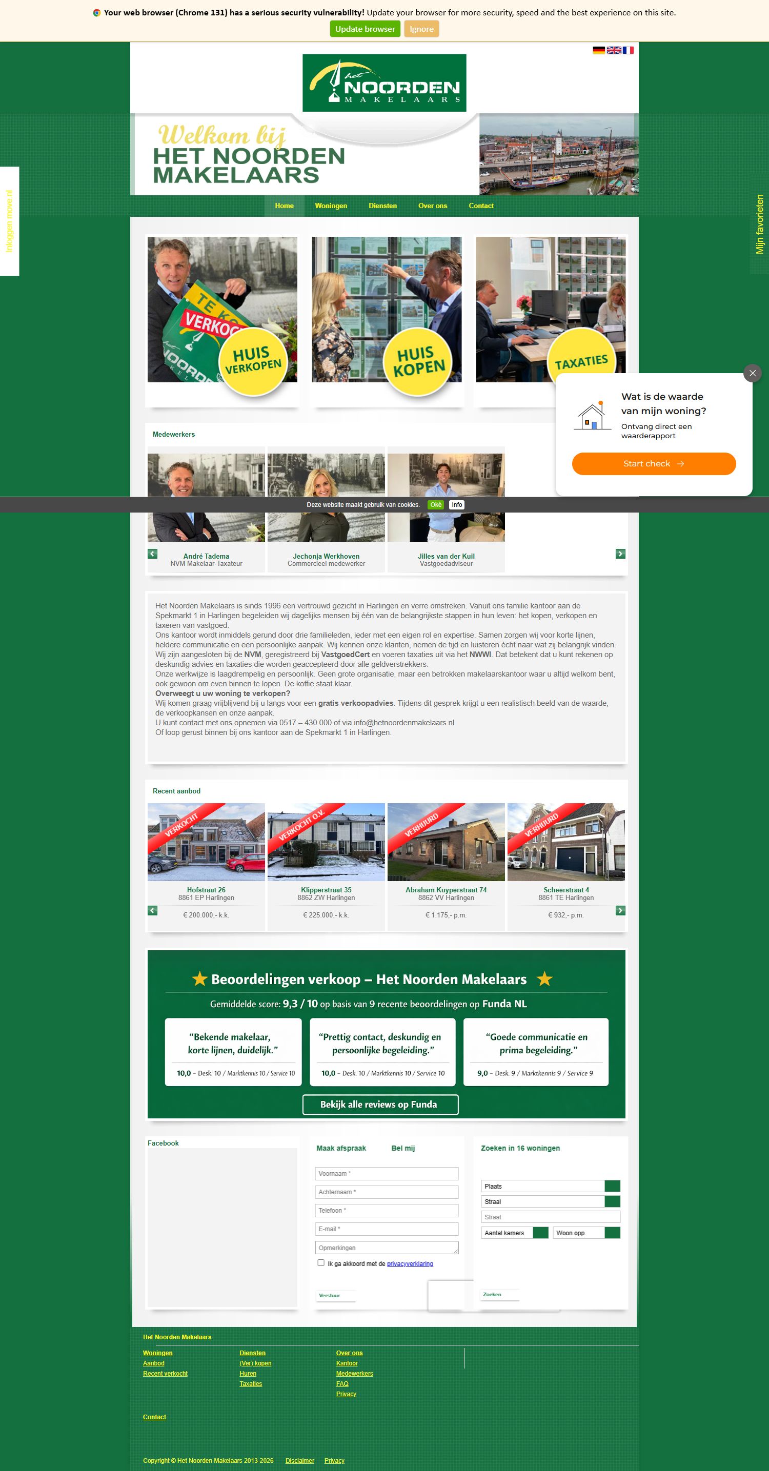 Screenshot of the website of www.hetnoordenmakelaars.nl