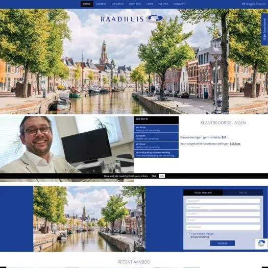 Screenshot van de website van www.uwraadhuis.nl
