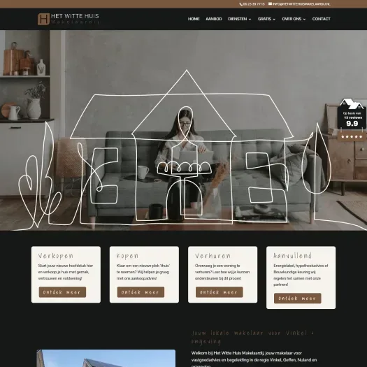Screenshot of the website of www.hetwittehuismakelaardij.nl