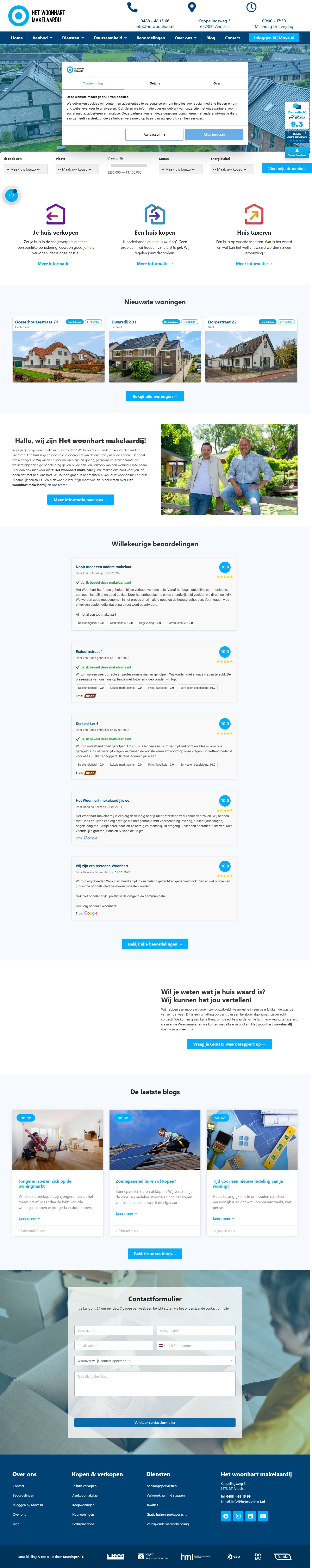 Screenshot der Website von www.hetwoonhart.nl