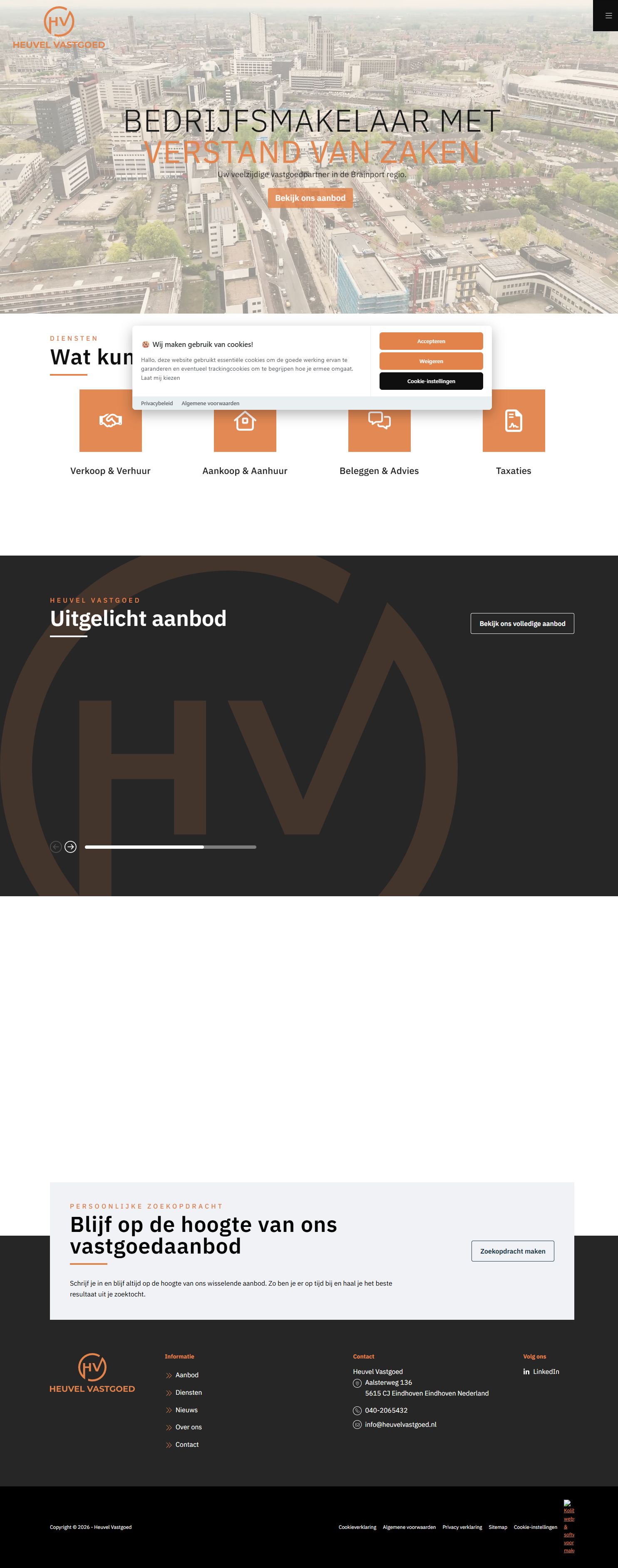 Screenshot der Website von heuvelvastgoed.nl
