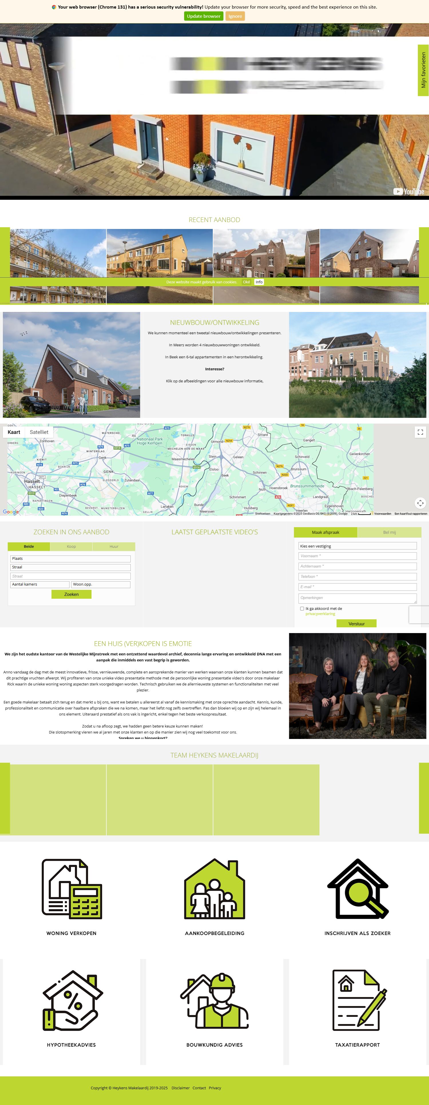 Screenshot of the website of www.heykens.nl