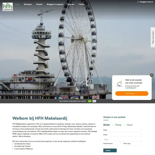 Screenshot van de website van www.hfh-makelaardij.nl