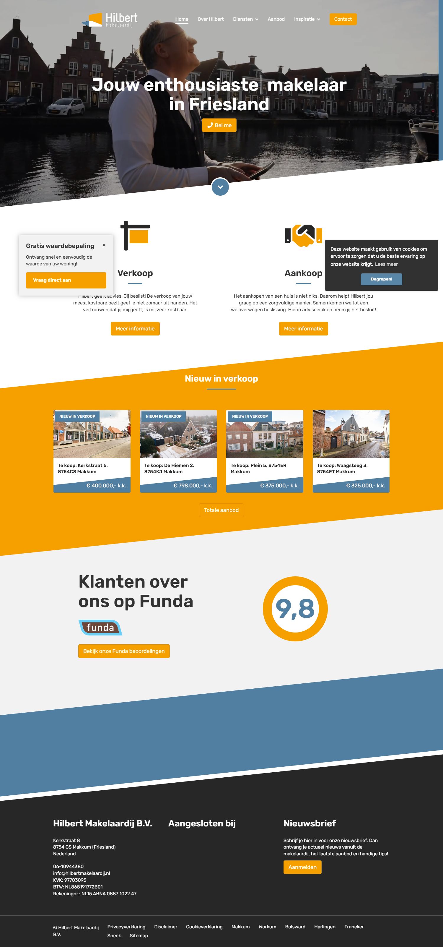 Screenshot der Website von www.hilbertmakelaardij.nl