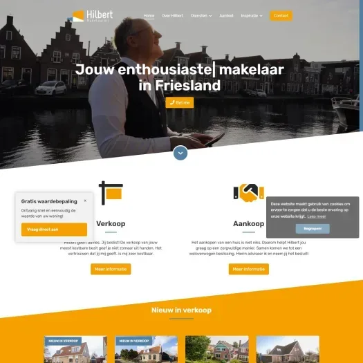 Screenshot of the website of www.hilbertmakelaardij.nl