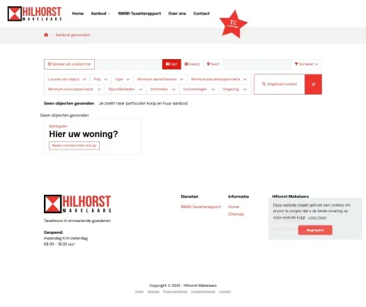 Screenshot of the website of www.hilhorstmakelaars.nl