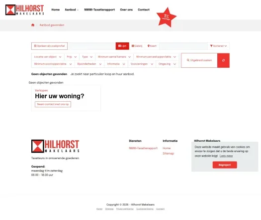 Capture d'écran du site web de www.hilhorstmakelaars.nl