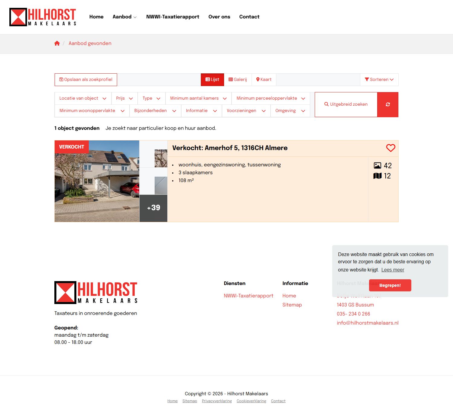 Screenshot of the website of www.hilhorstmakelaars.nl