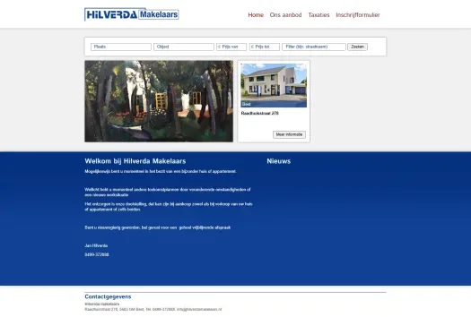 Screenshot of the website of www.hilverdamakelaars.nl