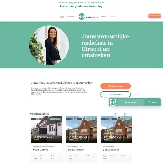 Screenshot of the website of www.hipmakelaardij.nl