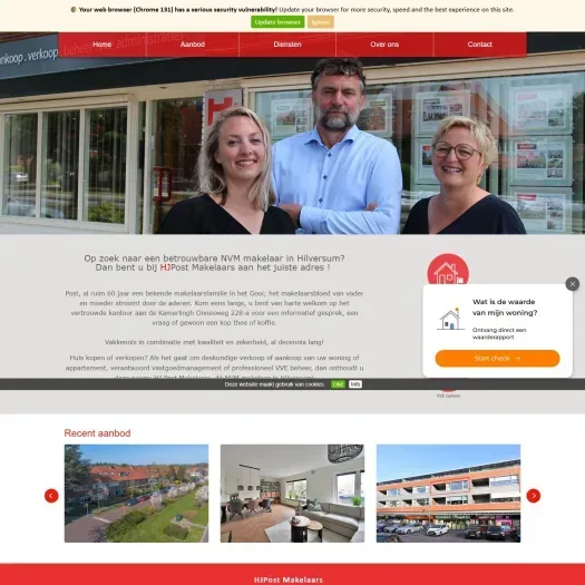 Screenshot of the website of www.hjpostmakelaars.nl