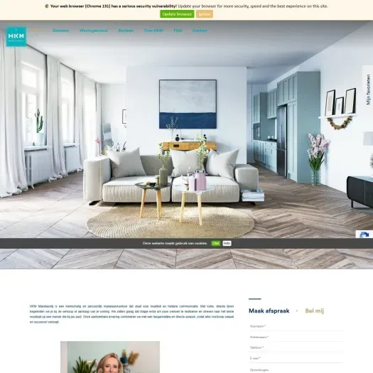 Screenshot of the website of www.hkmmakelaardij.nl