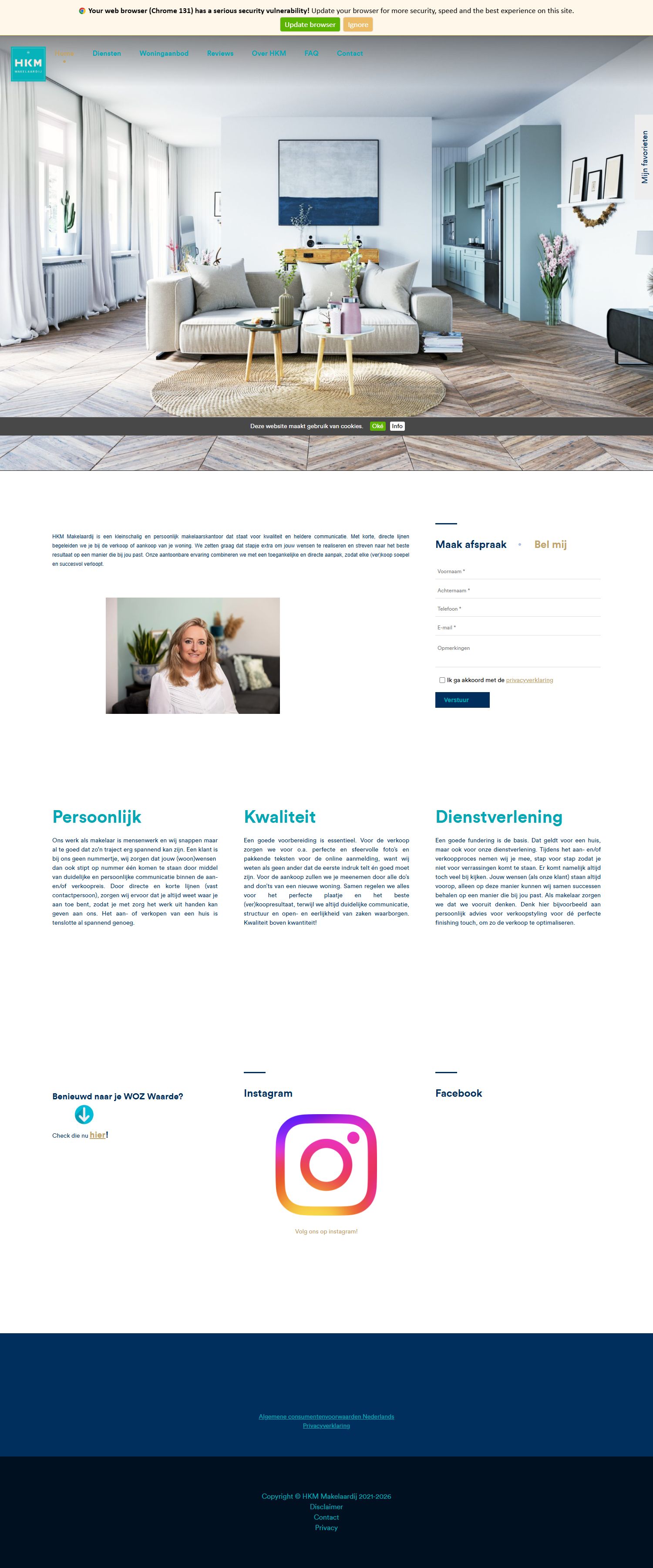 Screenshot der Website von www.hkmmakelaardij.nl