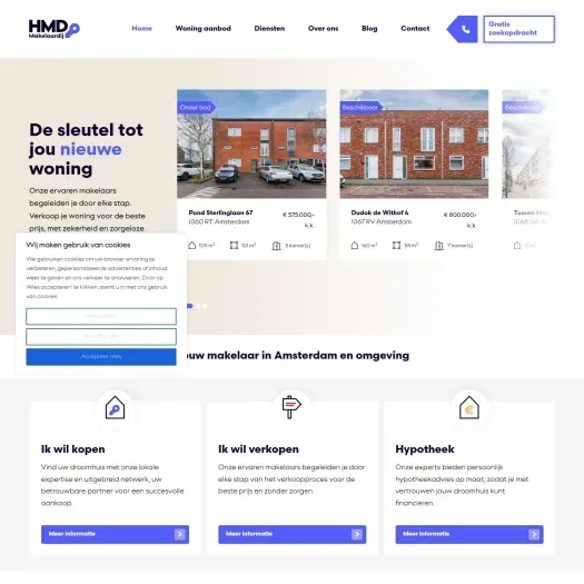 Screenshot der Website von www.hmdmakelaardij.nl