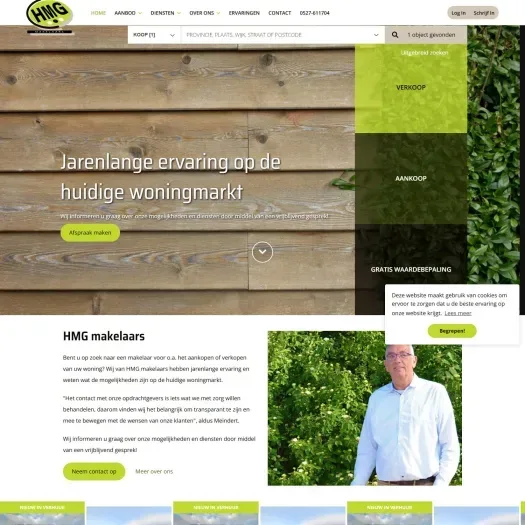 Screenshot of the website of www.hmgmakelaars.nl