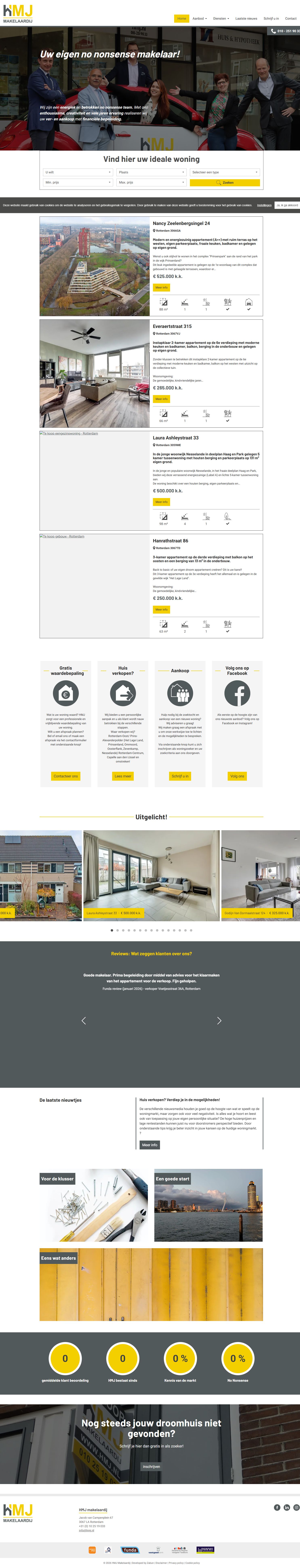 Screenshot of the website of www.hmj.nl