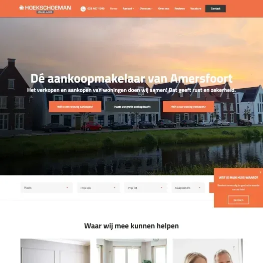 Screenshot of the website of www.hoekschoeman.nl