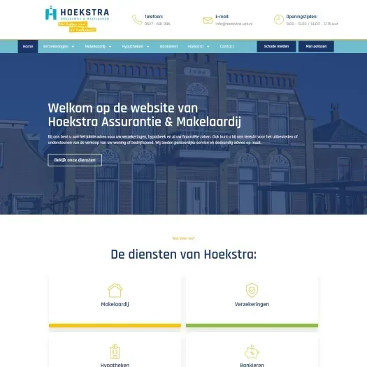 Screenshot van de website van www.hoekstra-urk.nl