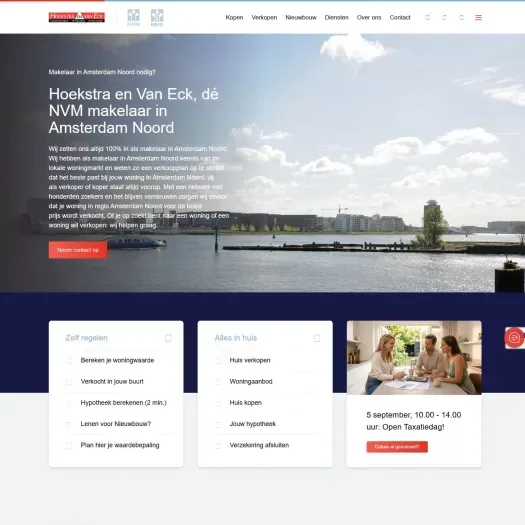 Screenshot van de website van hoekstraenvaneck.nl