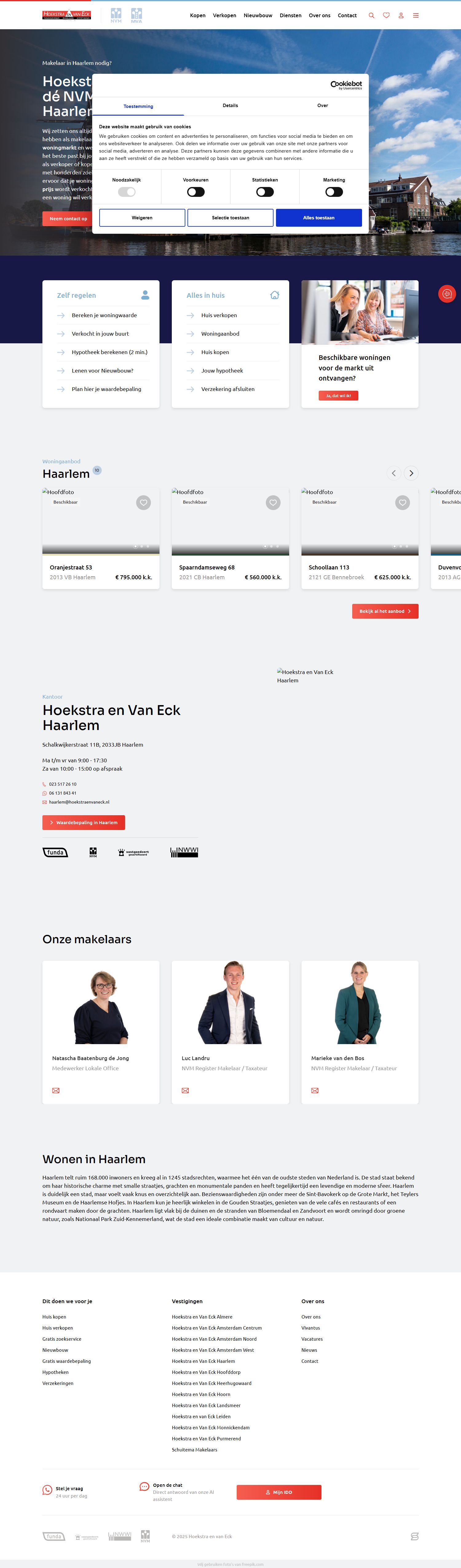 Screenshot of the website of hoekstraenvaneck.nl