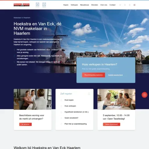 Screenshot van de website van hoekstraenvaneck.nl