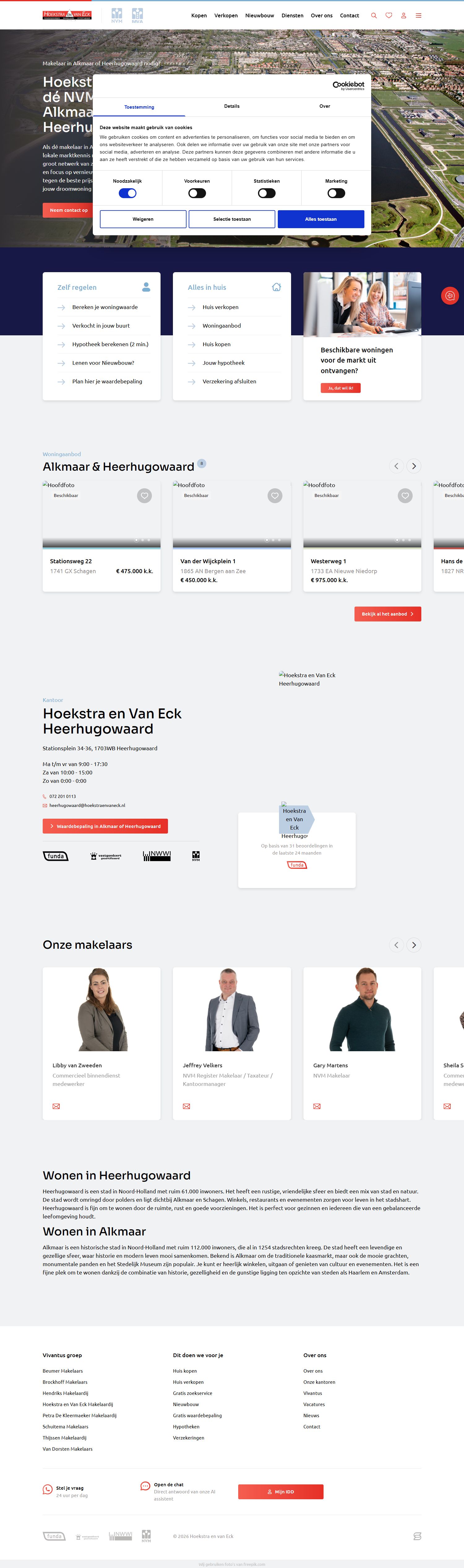 Screenshot der Website von hoekstraenvaneck.nl
