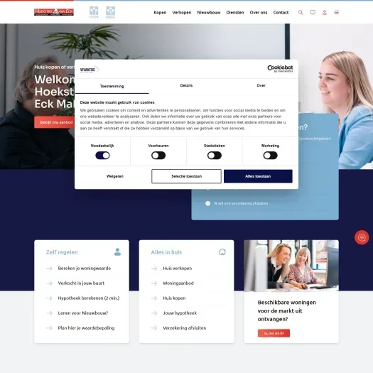 Screenshot of the website of hoekstraenvaneck.nl