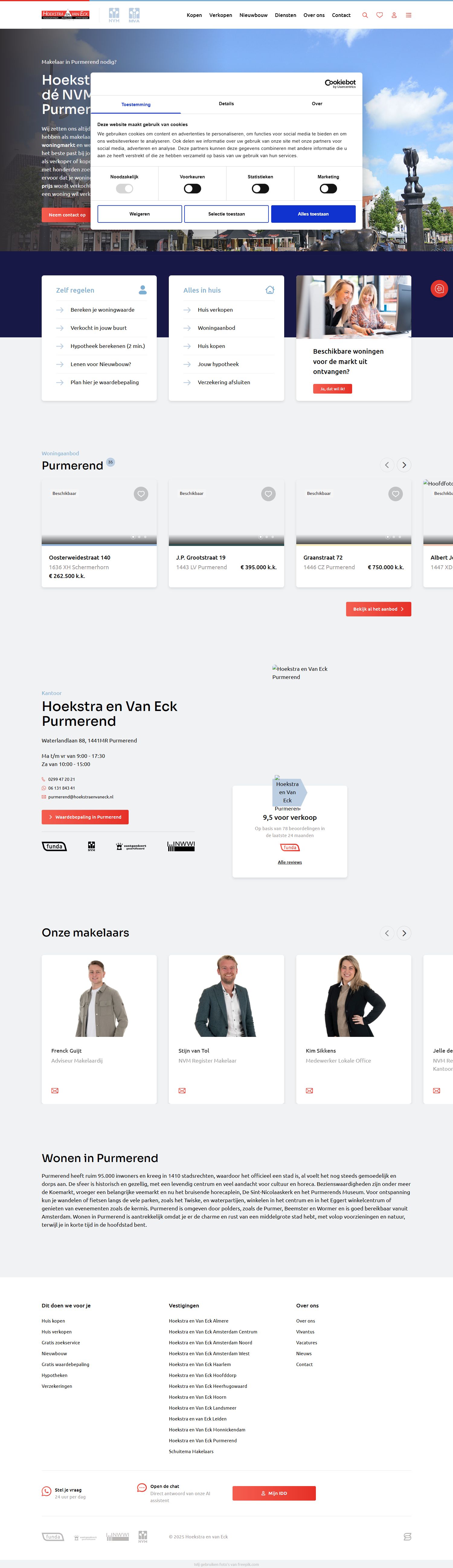 Screenshot der Website von hoekstraenvaneck.nl