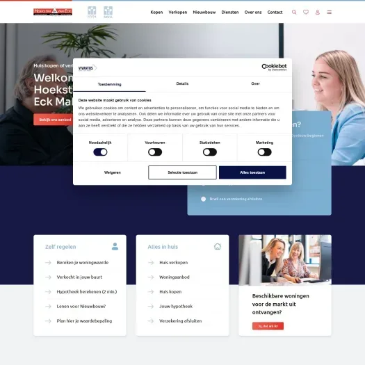 Screenshot of the website of hoekstraenvaneck.nl