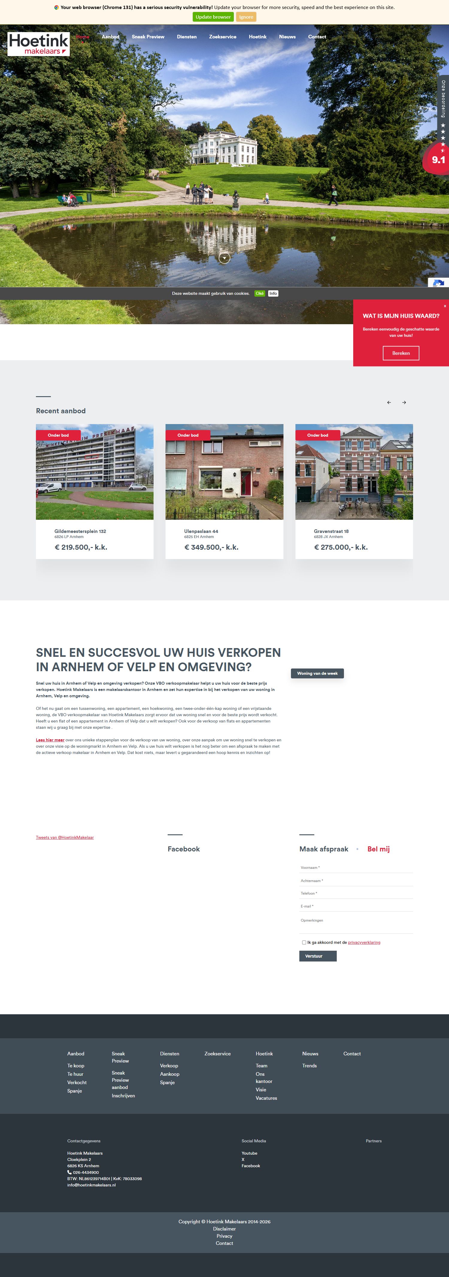 Screenshot of the website of www.hoetinkmakelaars.nl